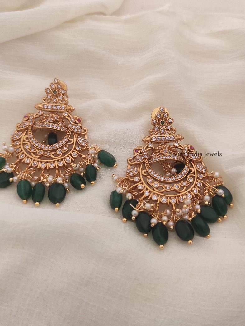 Chandbali Green Beads Earrings