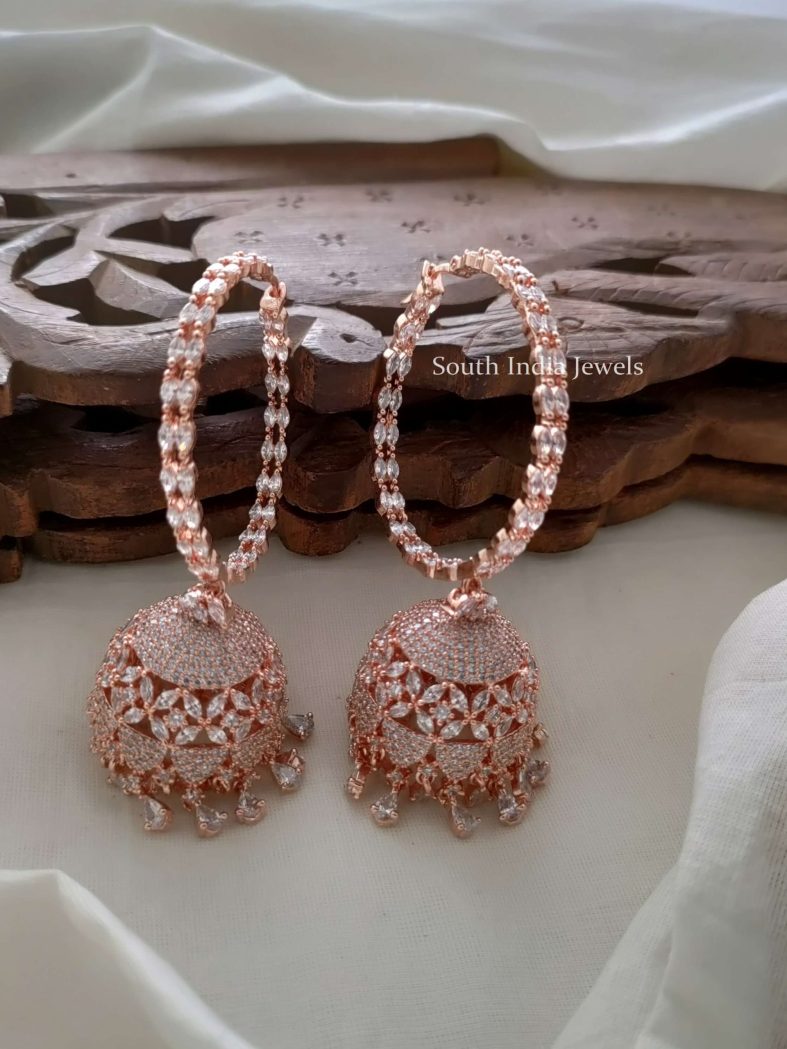 Cute Floral Design CZ Jhumkas