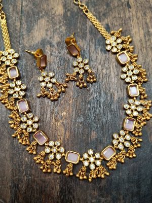 Elegant Pink AD Stones Necklace