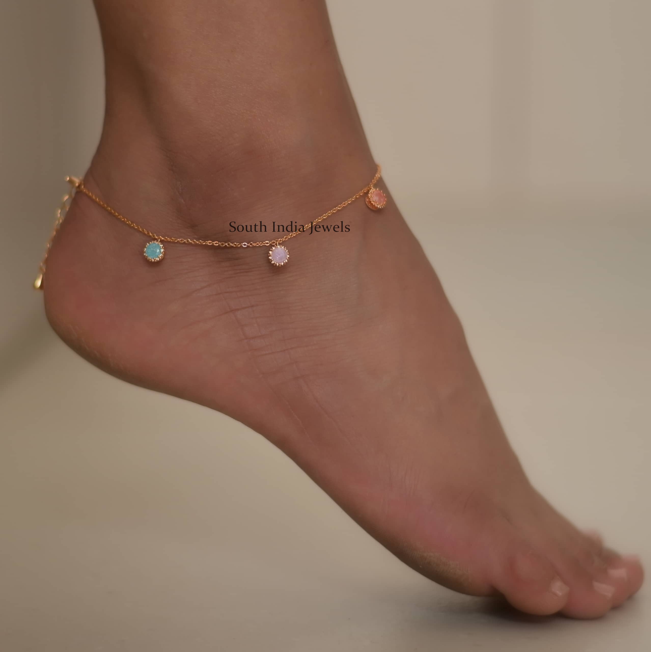 Exquisite Gold Finish Pastel Anklets
