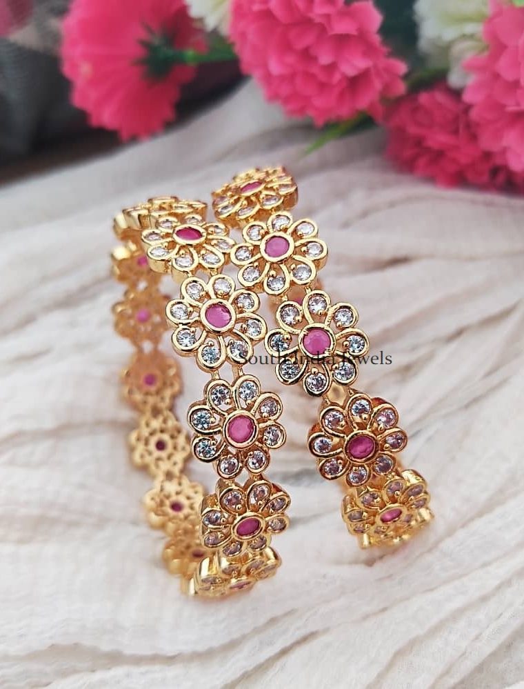 Floral Design Stone Bangles