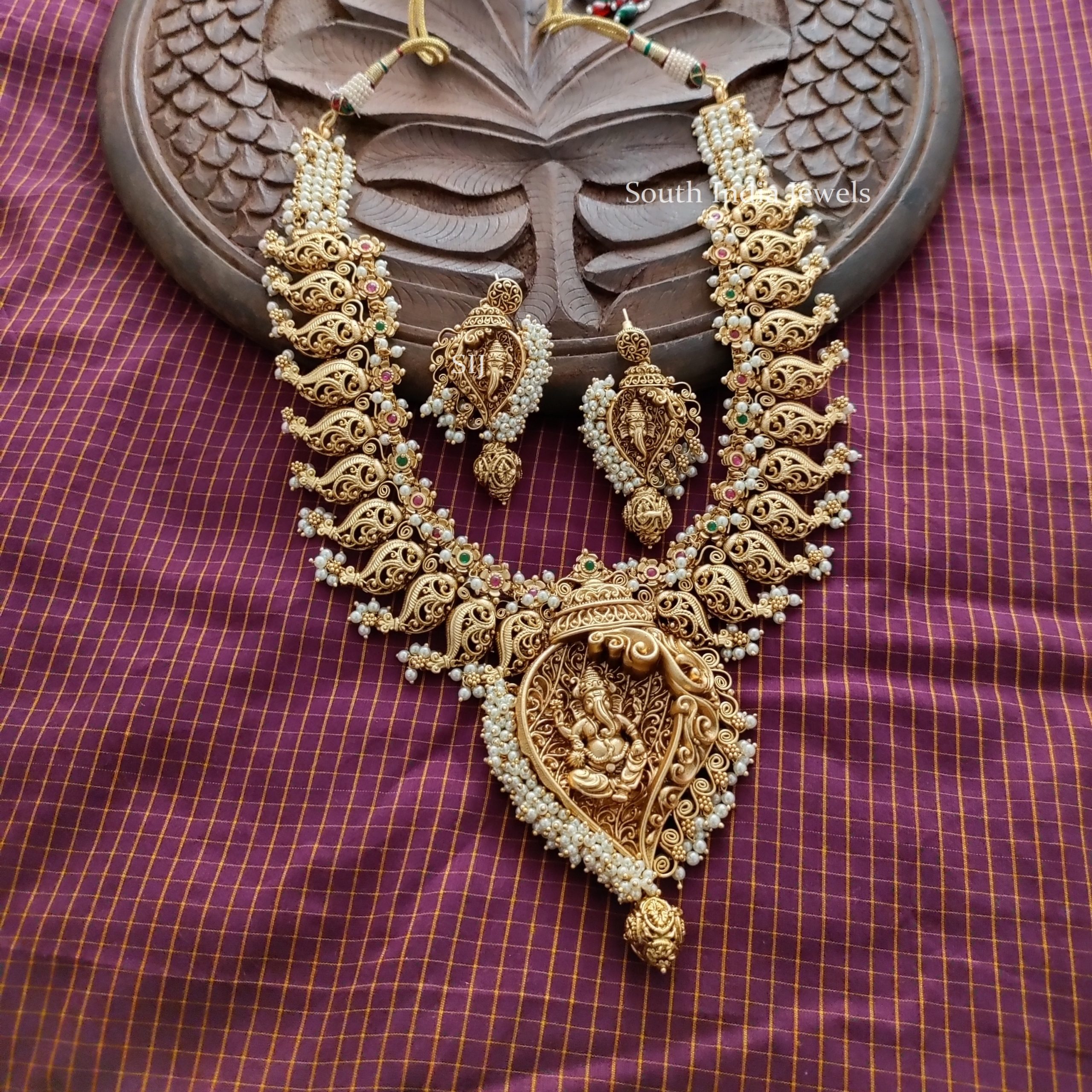 Ganesh Pendant Mango Haram - South India Jewels