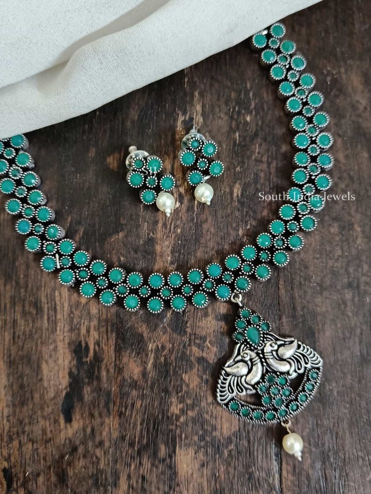 German Silver Green Necklace