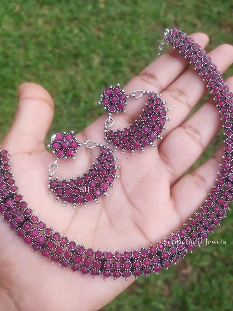 German Silver Pink Necklace