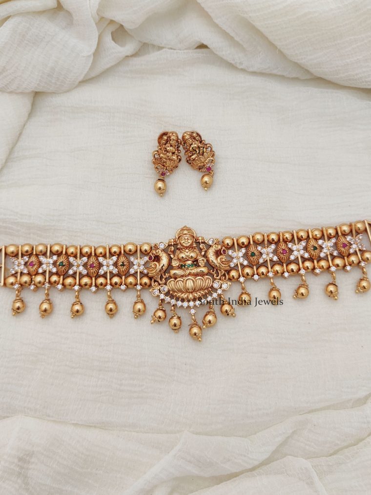 Gold Beads Lakshmi Choker
