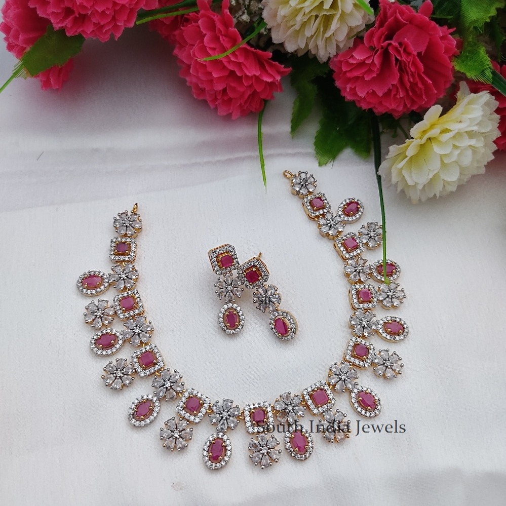 Gorgeous Rhodium Polish AD Necklace