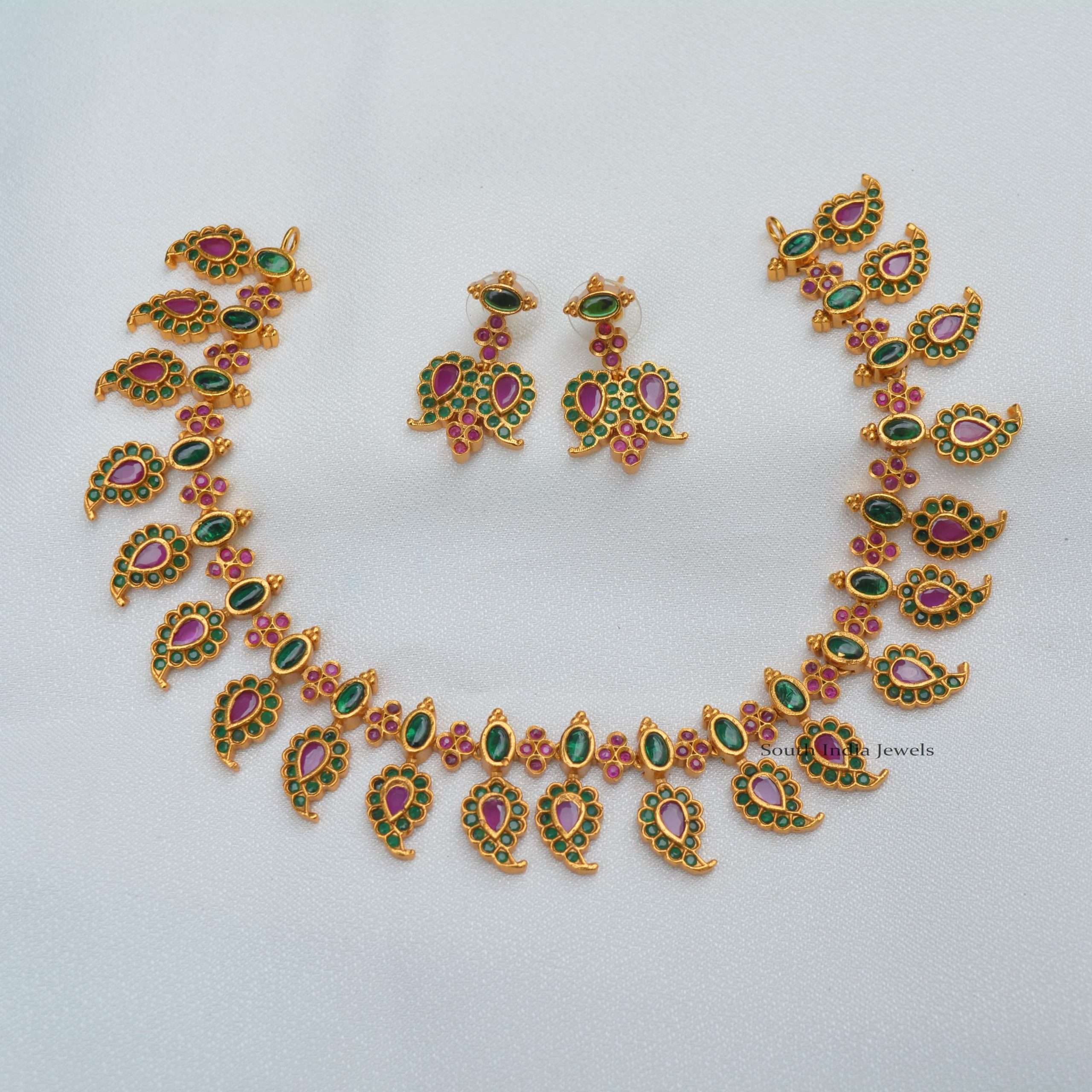 Matte Finish Mango Necklace - South India Jewels