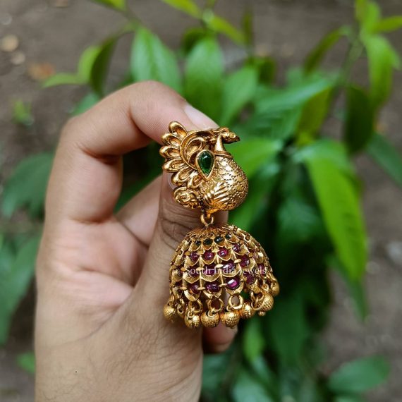 Peacock Design Jhumkas