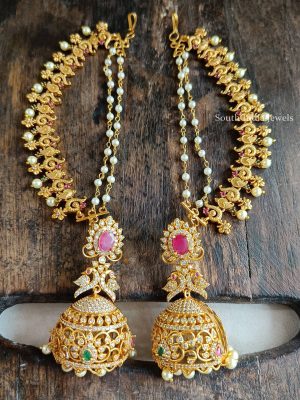 Peacock Jhumkas With Mattal