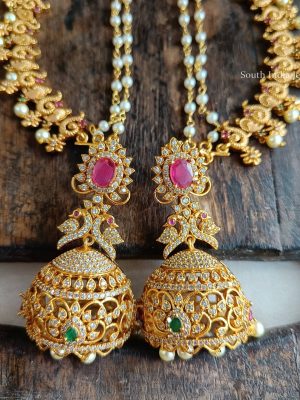 Peacock Jhumkas With Mattal