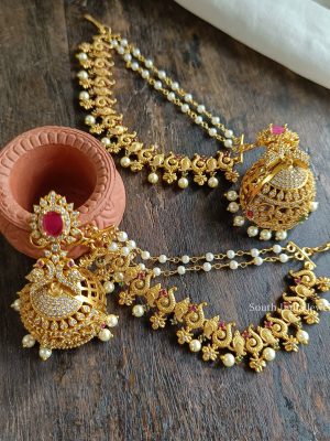 Peacock Jhumkas With Mattal