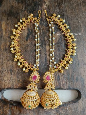 Peacock Jhumkas With Mattal