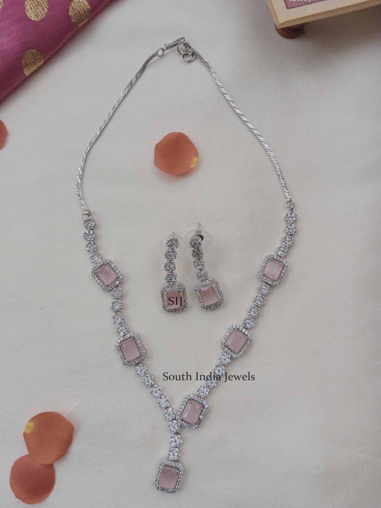 Pink White Stones Necklace