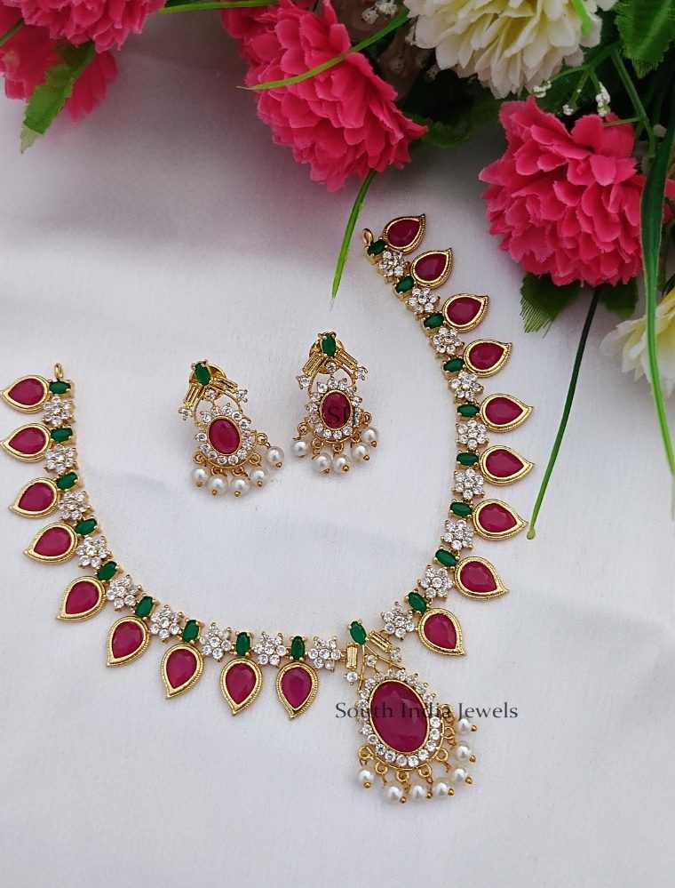 Red Green Mango Design Necklace