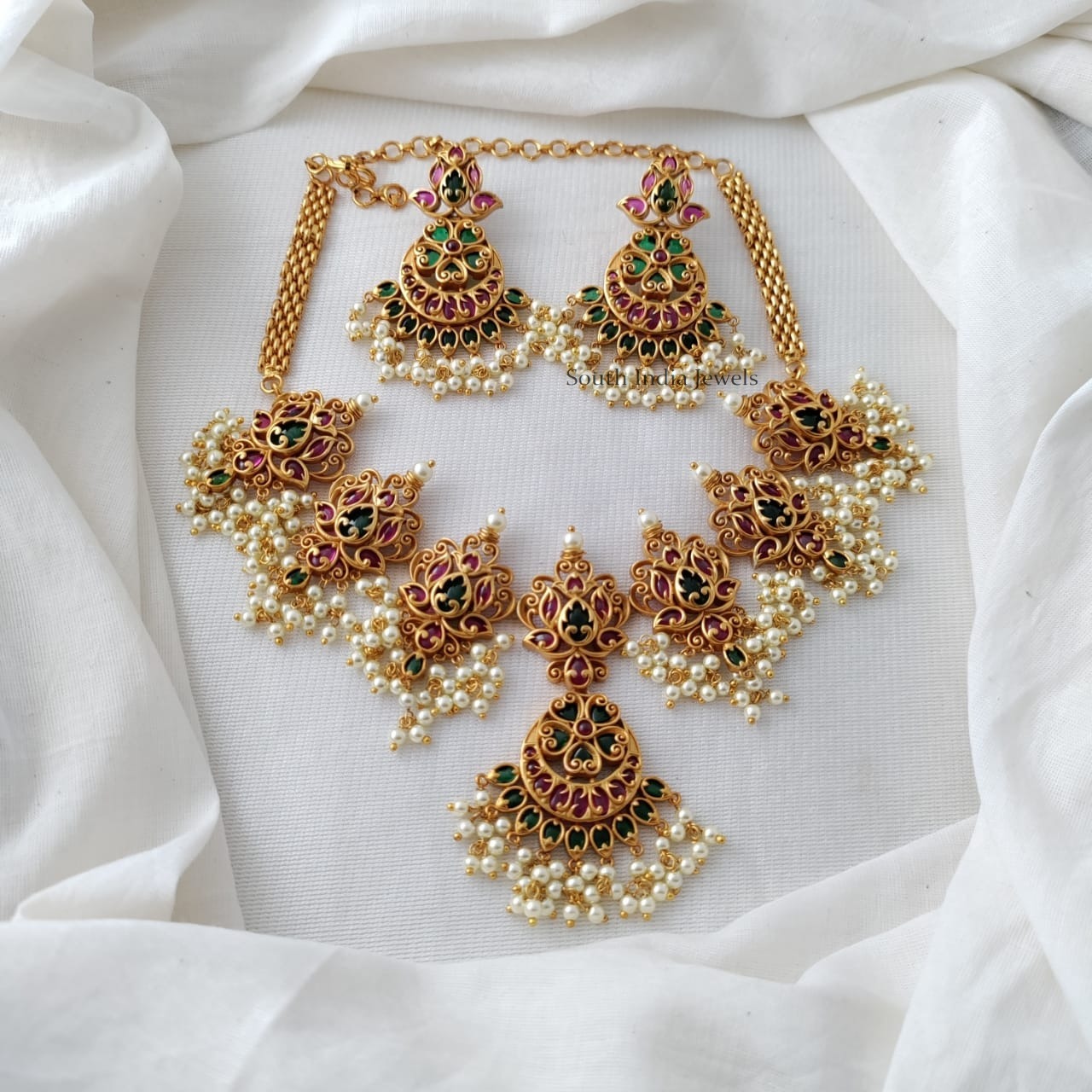 Royal Lotus Design Guttapusalu Necklace