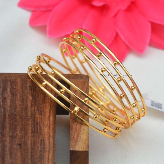 Gold Polish Simple Plain Bangles - South India Jewels