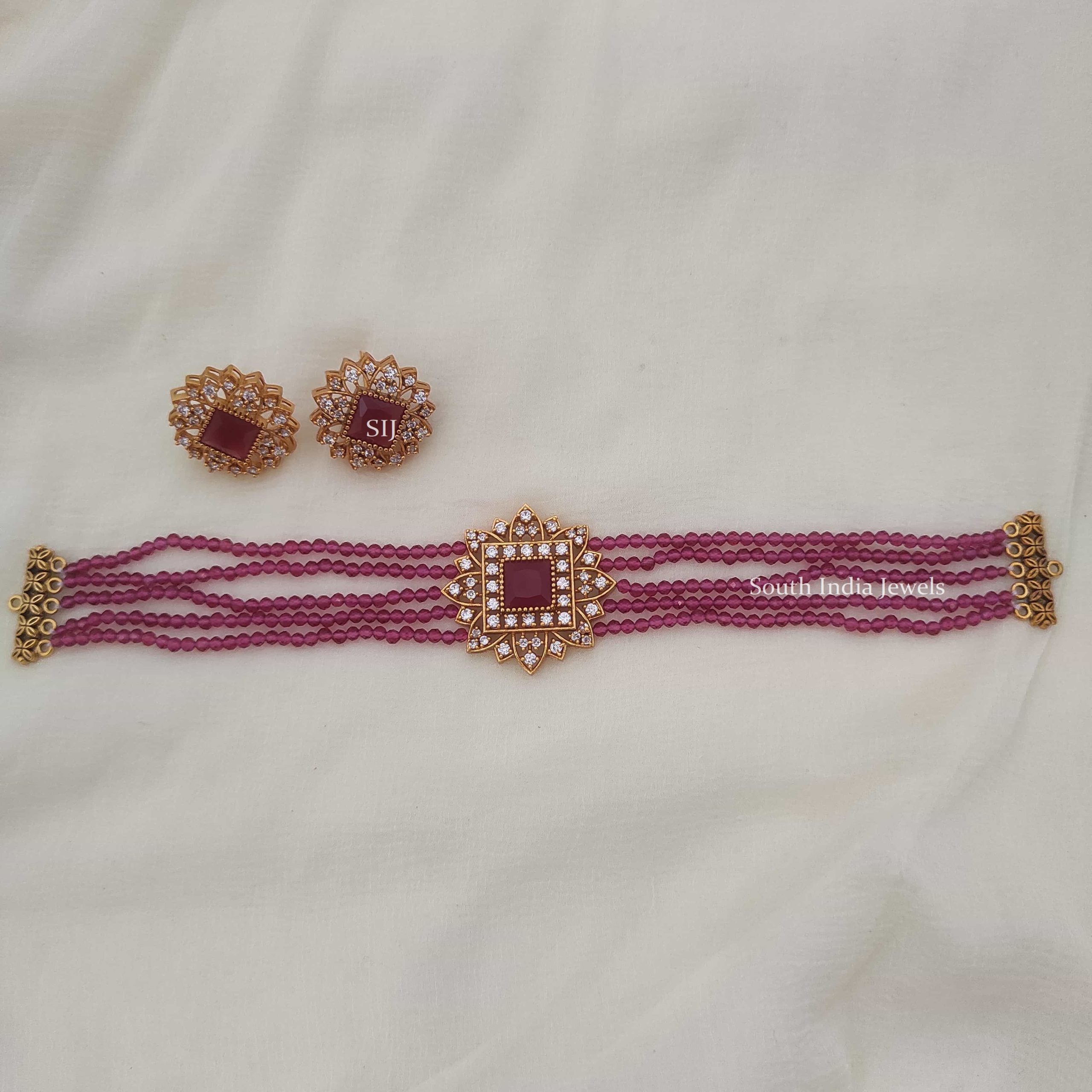Unique Pink Crystal Choker