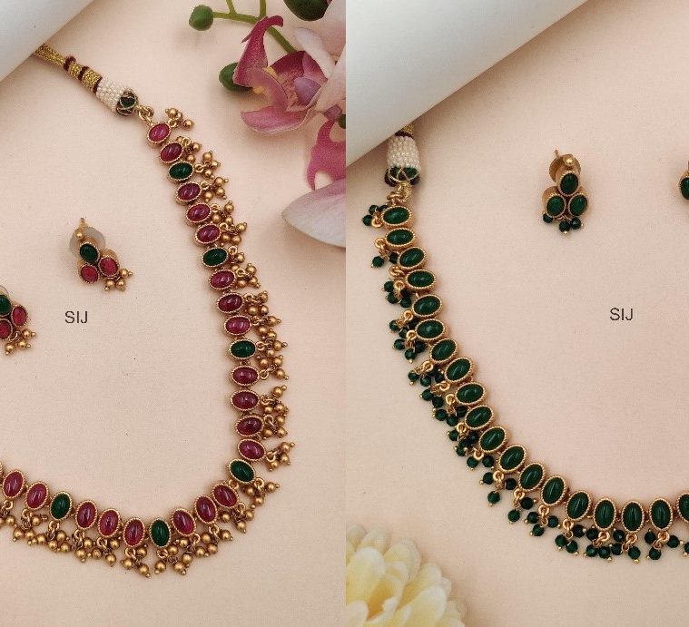 Pearl Drop Multi Stones Necklace