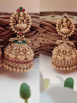 Gold Finish Lakshmi Jhumkas