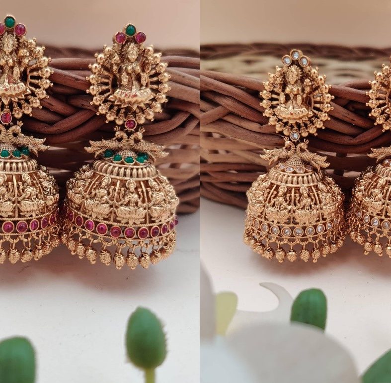 Gold Finish Lakshmi Jhumkas