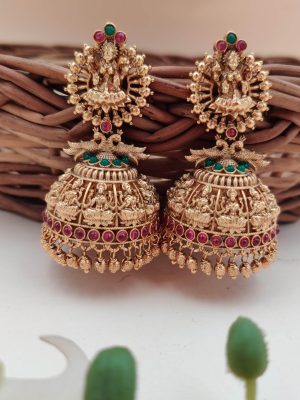 Gold Finish Lakshmi Jhumkas