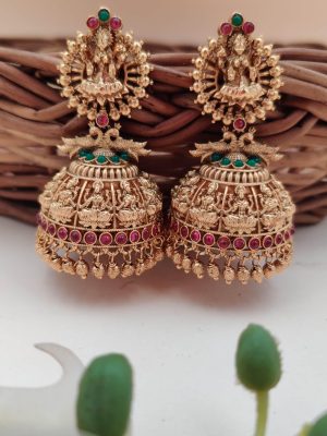 Gold Finish Lakshmi Jhumkas