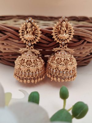 Gold Finish Lakshmi Jhumkas