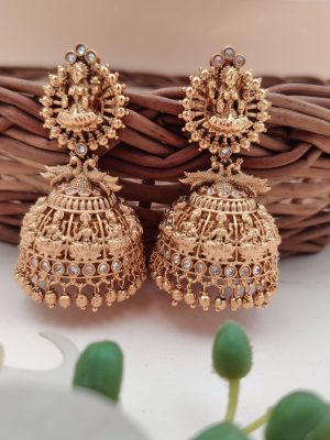 Gold Finish Lakshmi Jhumkas