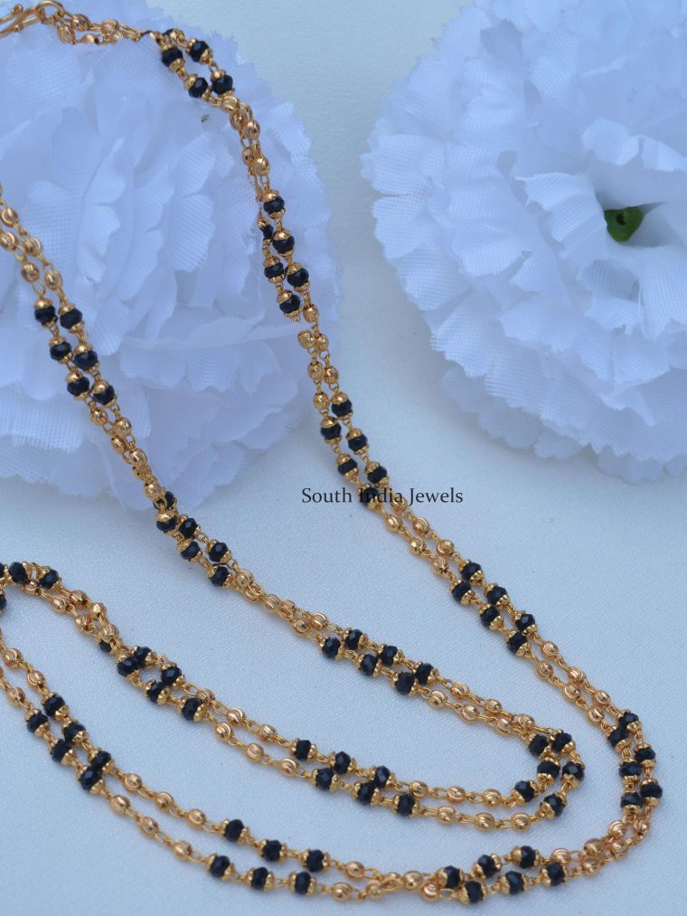 Double Layered Black Crystal Chain