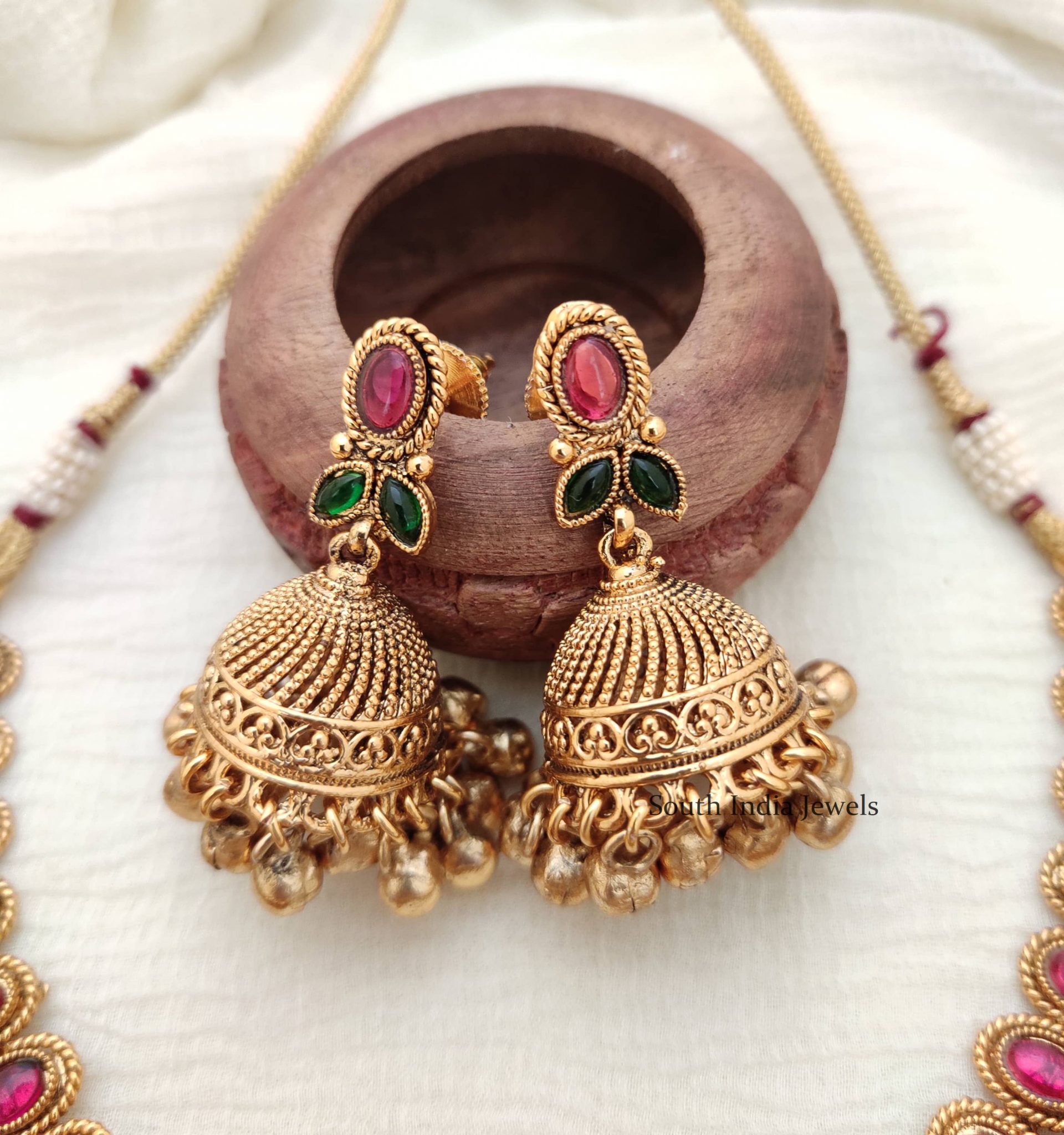 Golden Beads Necklace - South India Jewels