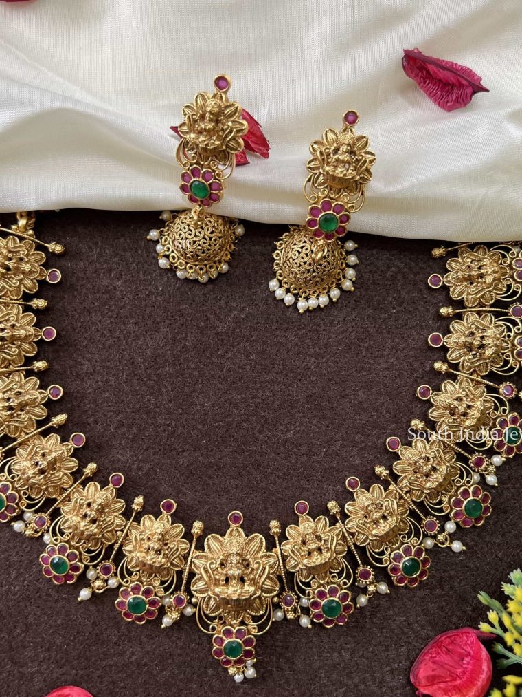 Floral Lakshmi Design Necklace