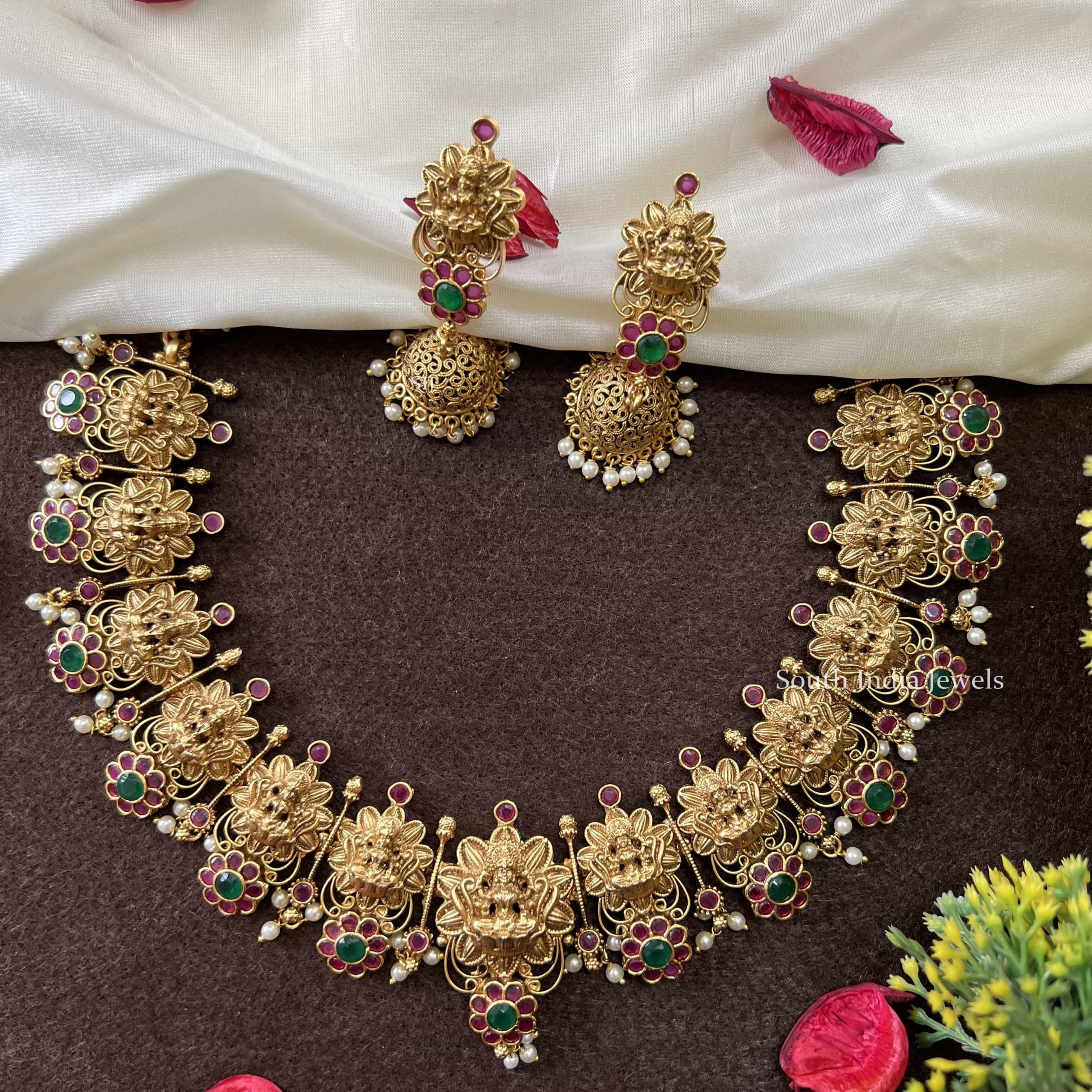 Floral Lakshmi Design Necklace