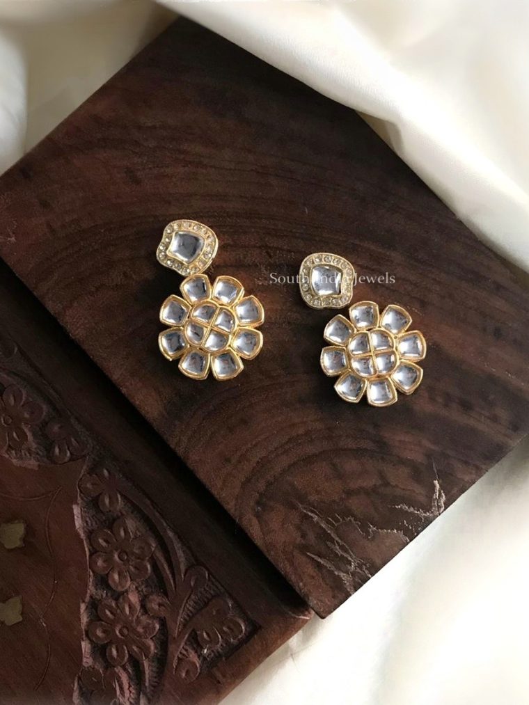 Floral White Stone Earrings