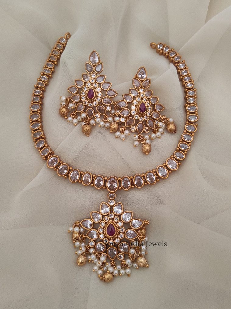 Gorgeous CZ White Attigai Necklace