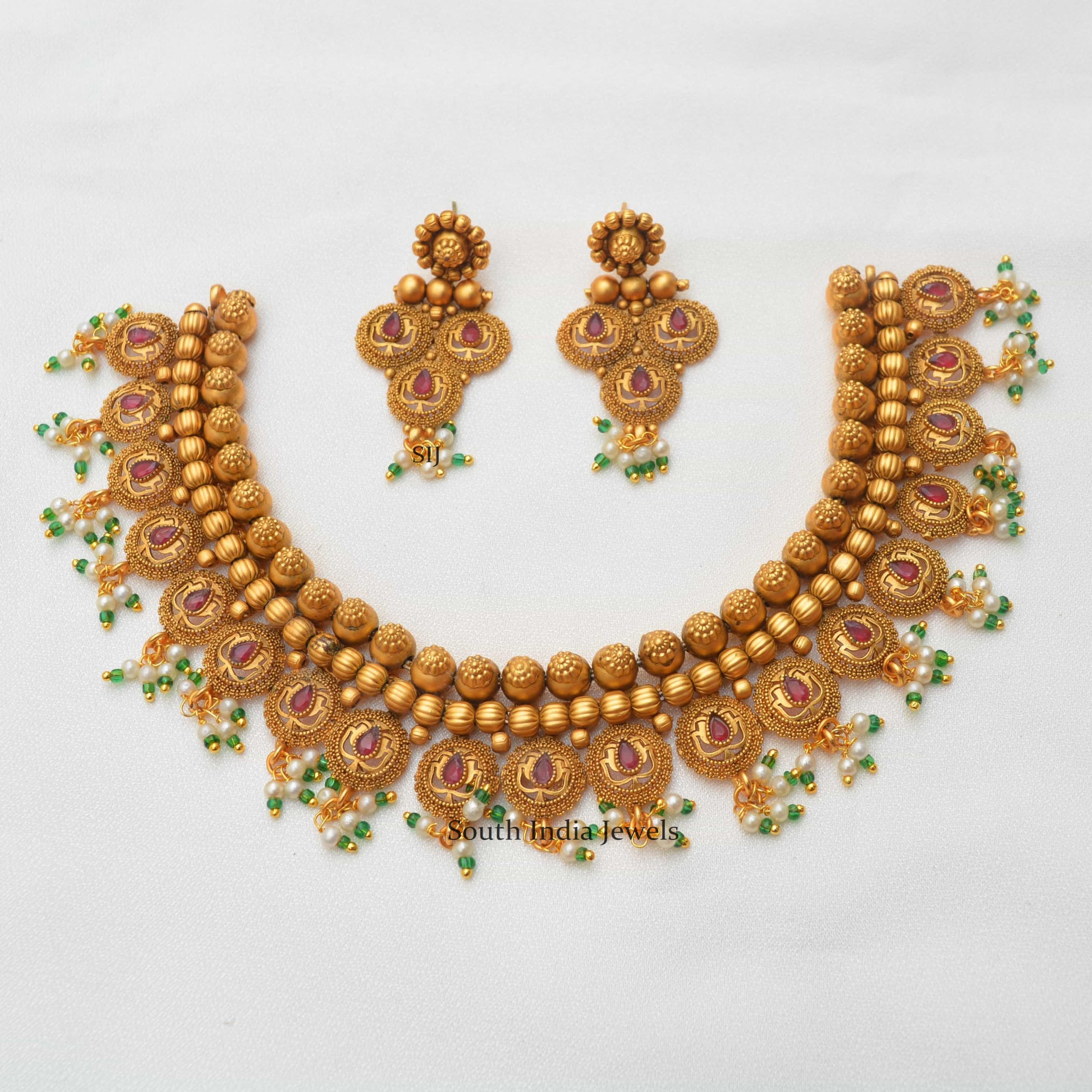 Pearl Design Necklace - South India Jewels