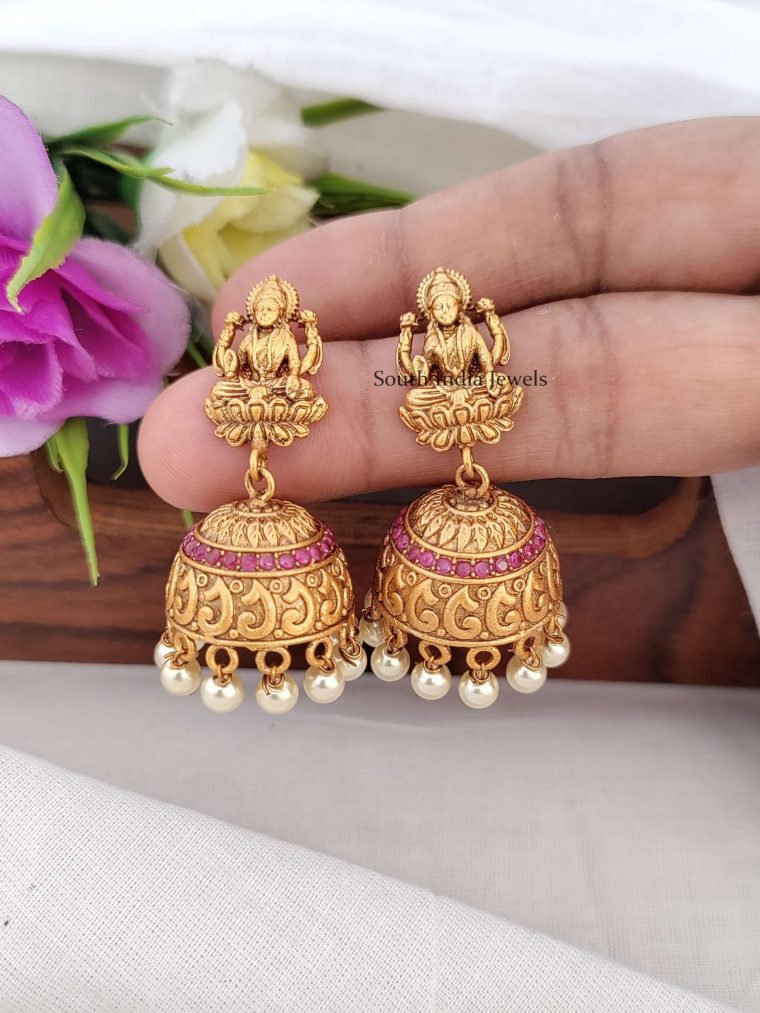 Matte Finish Lakshmi Jhumkas