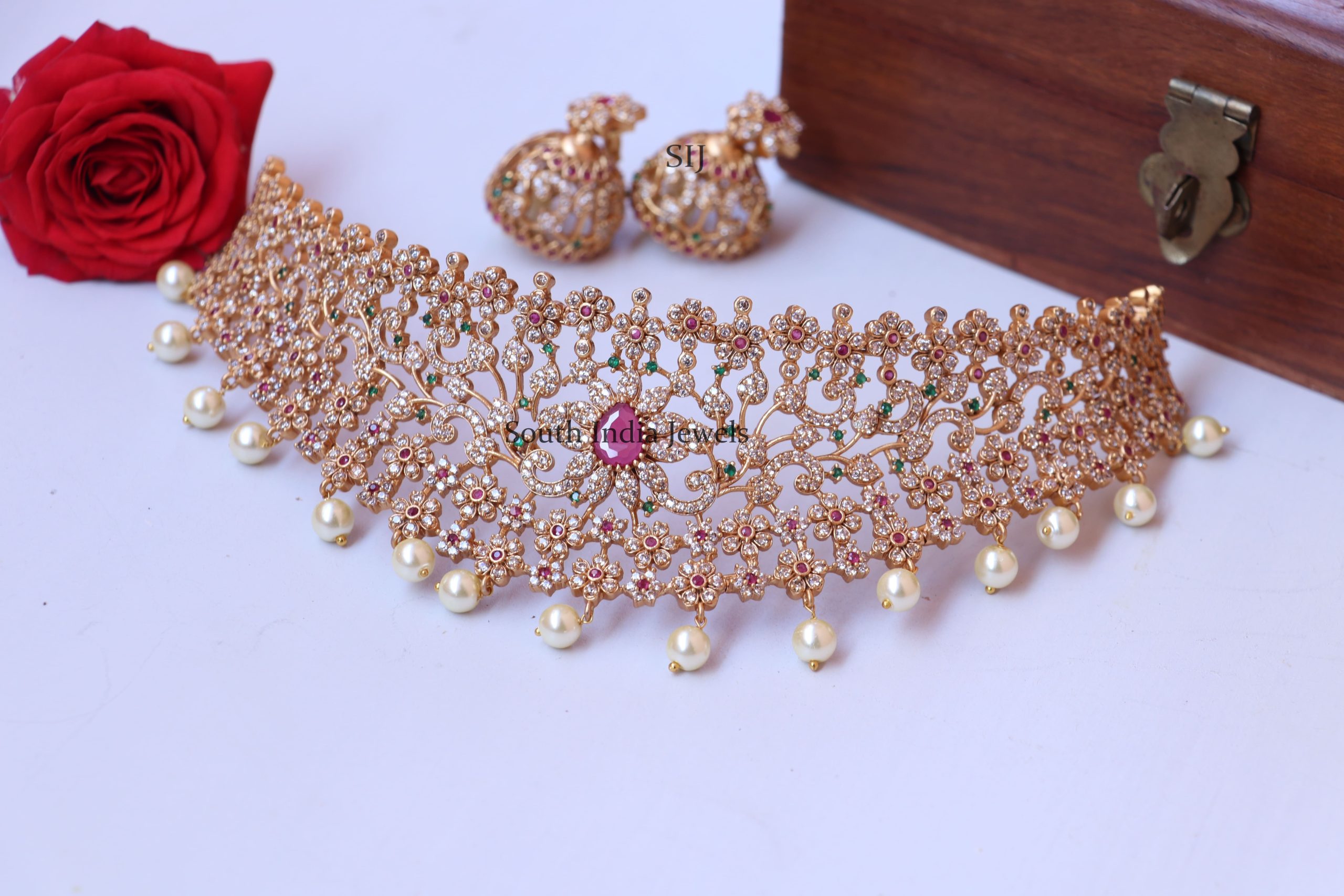 Floral Choker Online - South India Jewels Stores....