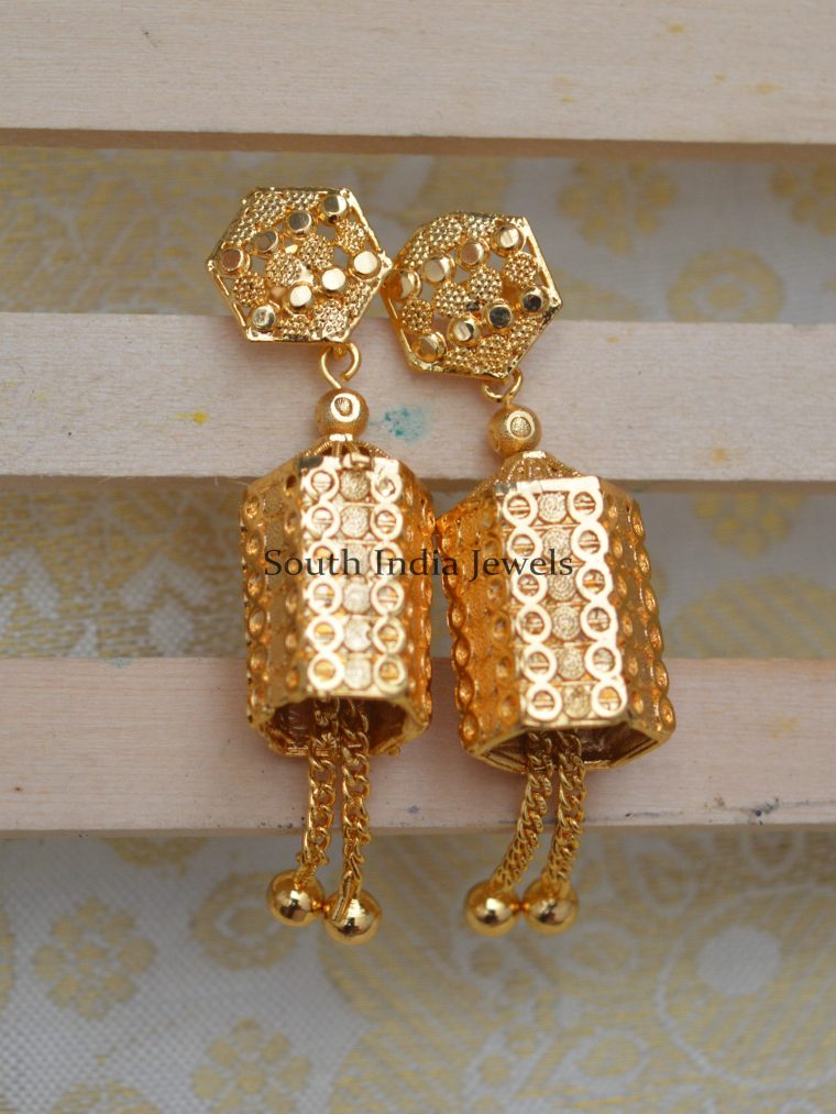 Office Wear Gold Polish Earrings