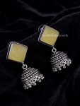 Pretty Diamond Shape Oxidised Silver Jhumkas