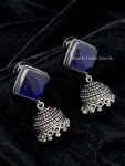 Pretty Diamond Shape Oxidised Silver Jhumkas
