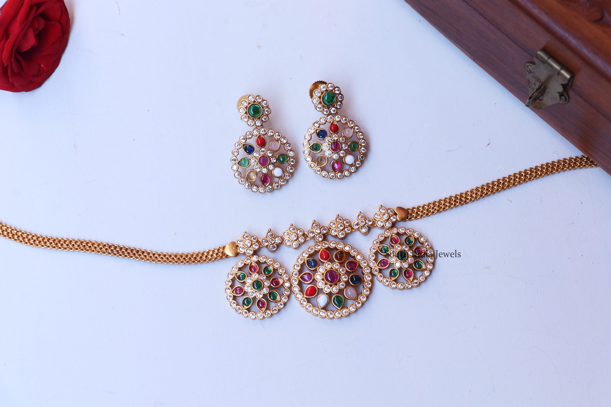 Pretty Navaratna Necklace Set