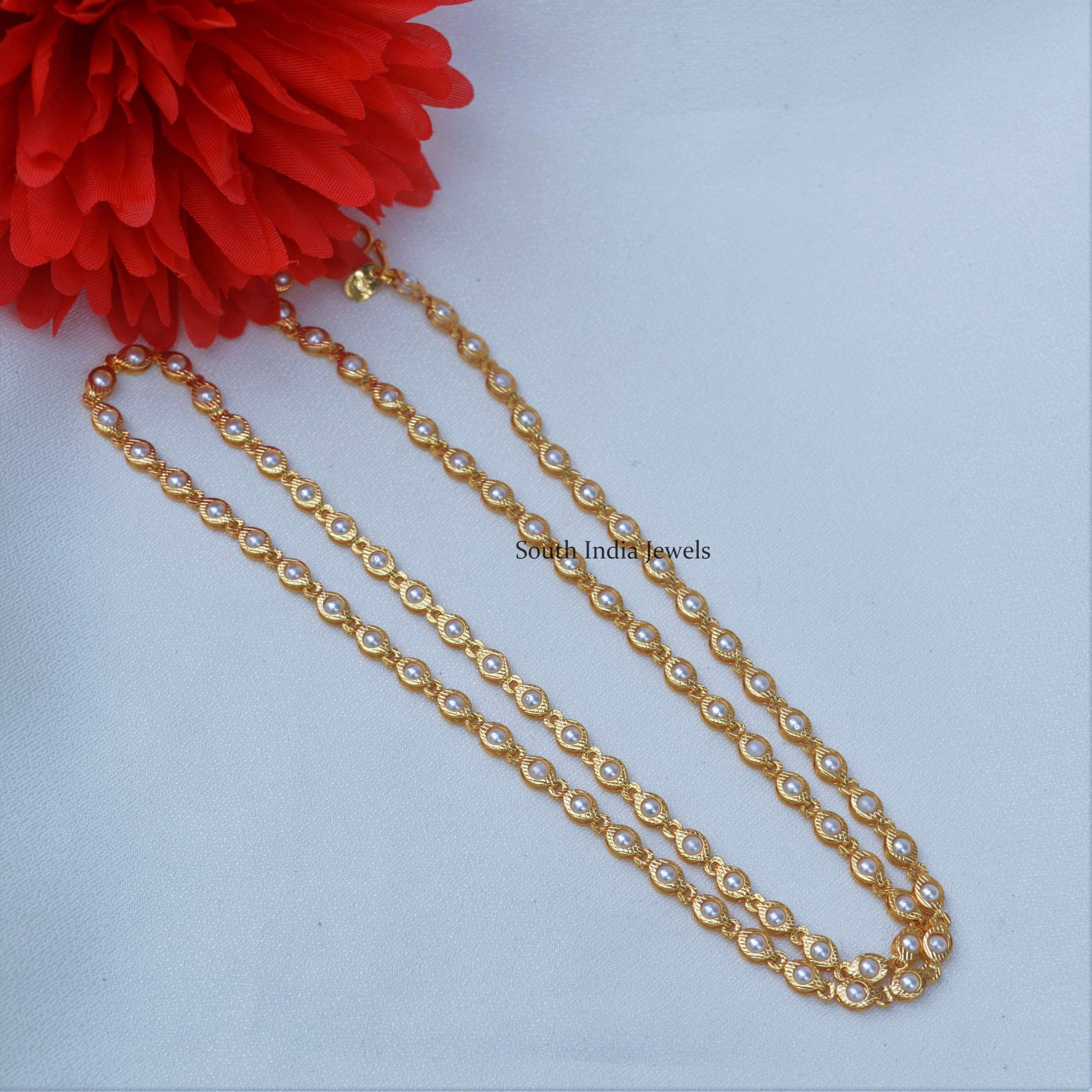 Simple Gold Polish Peral Chain