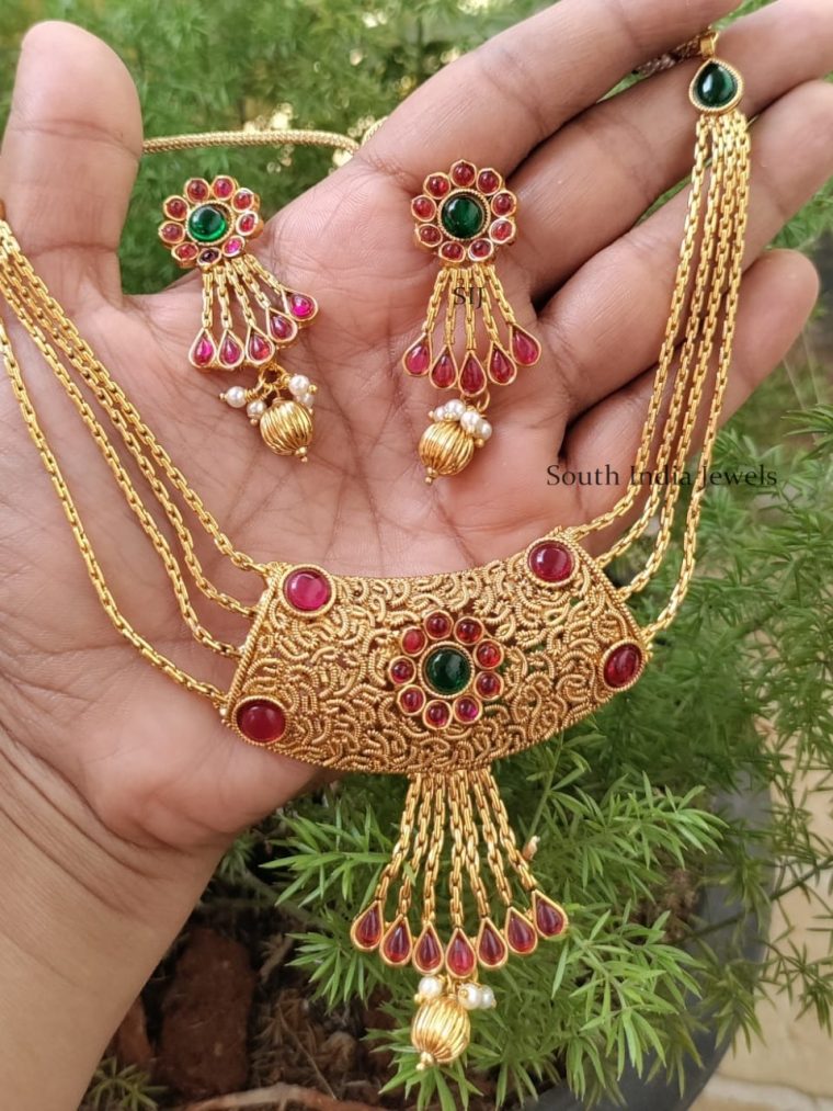 Stylish Gold Finish Layered Necklace
