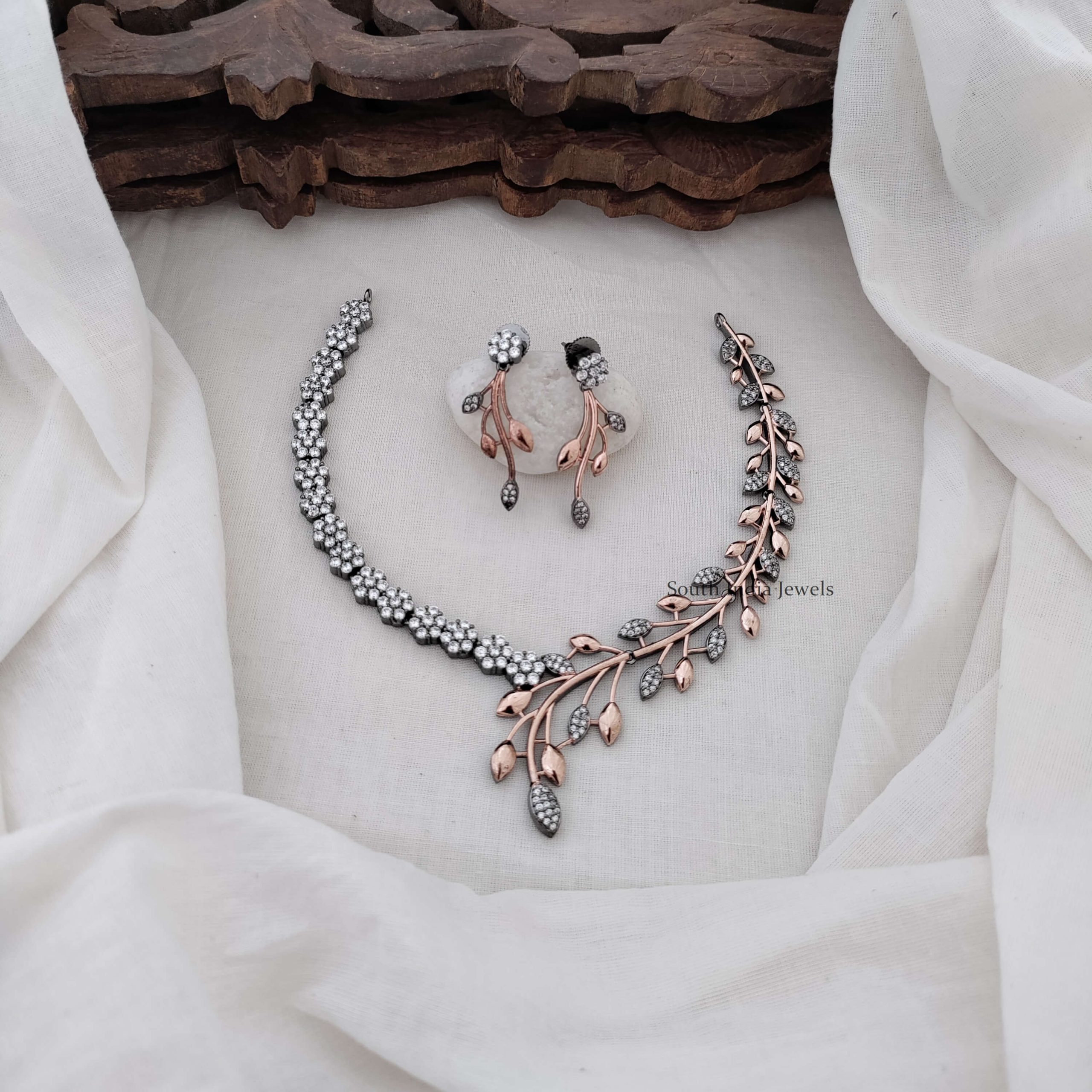 Unique CZ Stone Floral Necklace