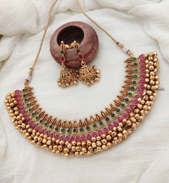Unique Gold Beads Design Necklace