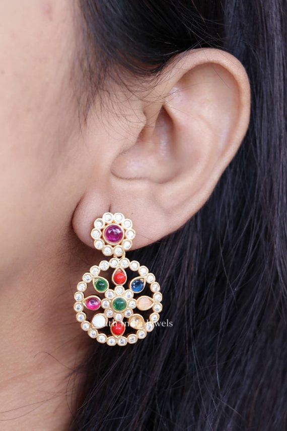 Unique Navarathna Design Earrings