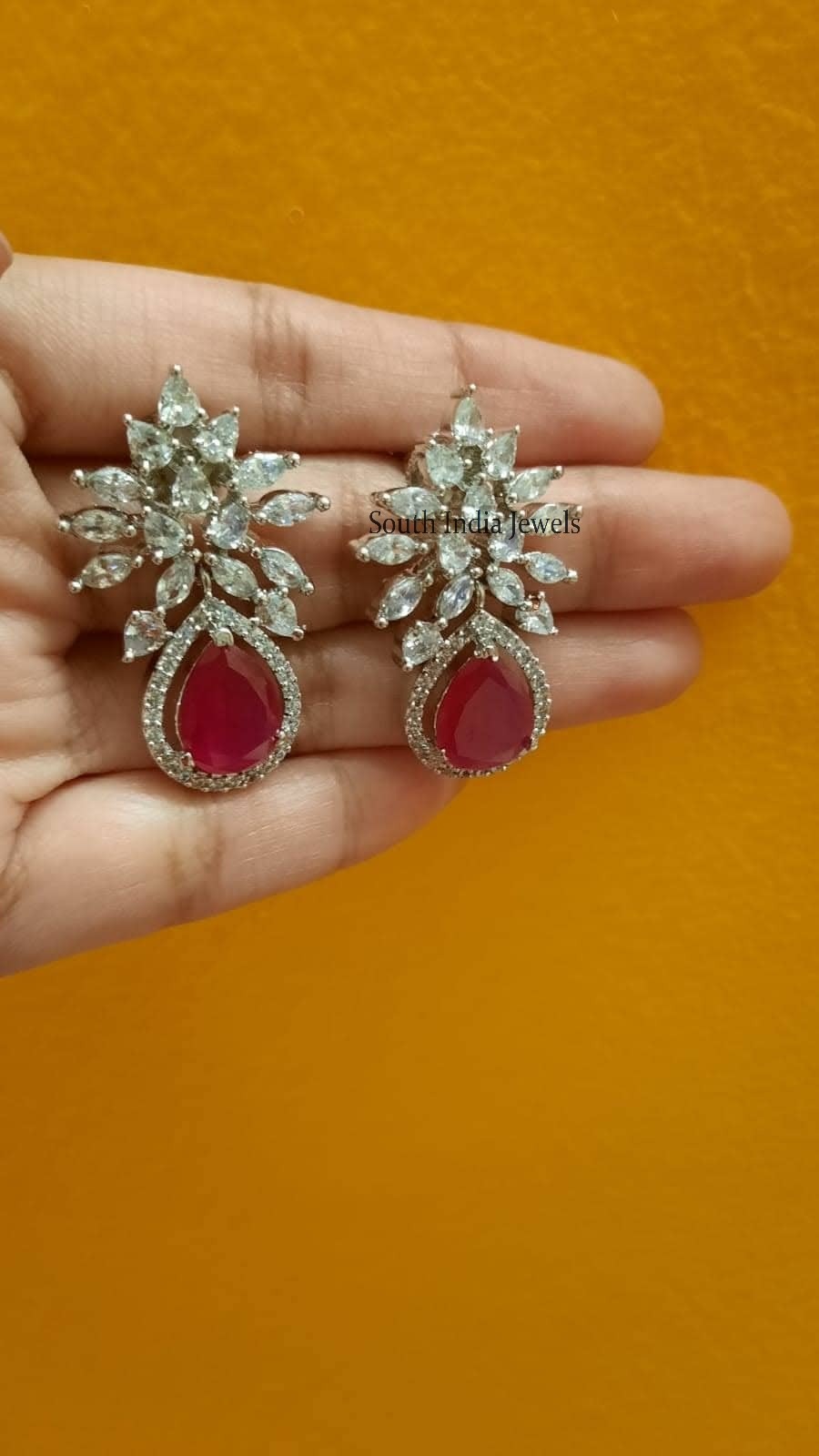 Buy American Diamond Earrings 3 Long Diamond Green Online in India  Etsy