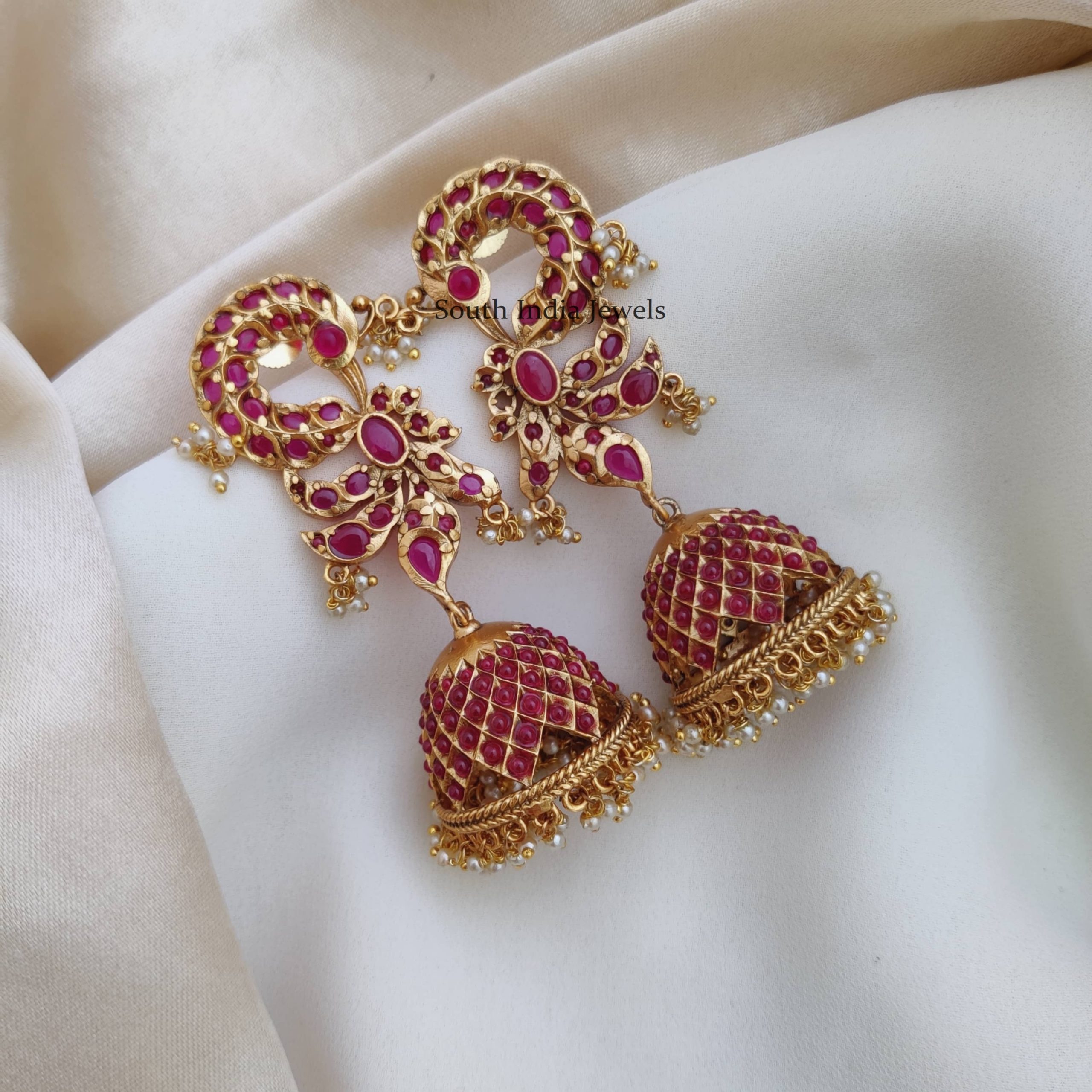 Kemp Peacock Jhumkas - South India Jewels - Online shop