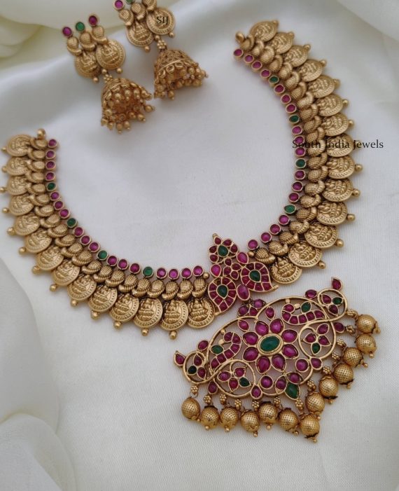 Lakshmi Coin Design Necklace - South India Jewels