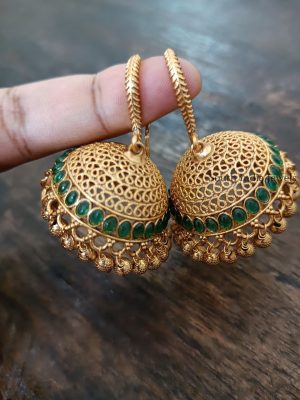 Green Color Hook Jhumkas